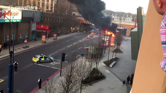 Double decker bus on fire in London last week