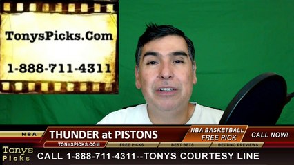 Detroit Pistons vs. Oklahoma City Thunder Free Pick Prediction NBA Pro Basketball Odds Preview 3-29-2016