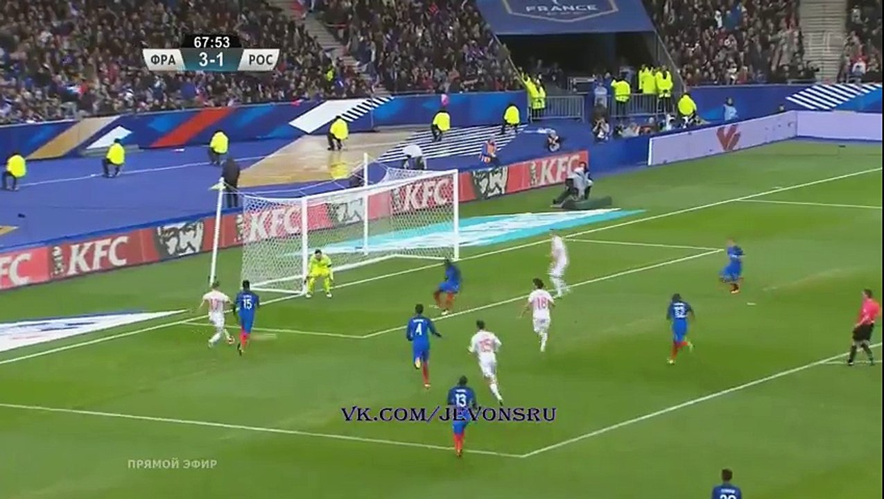 Yuri Zhirkov 3:2 Goal - France - Russia - 29/03/2016