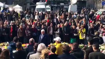 VIDEO Man stood in middle of Brussels memorial today & started yelling Palestine!