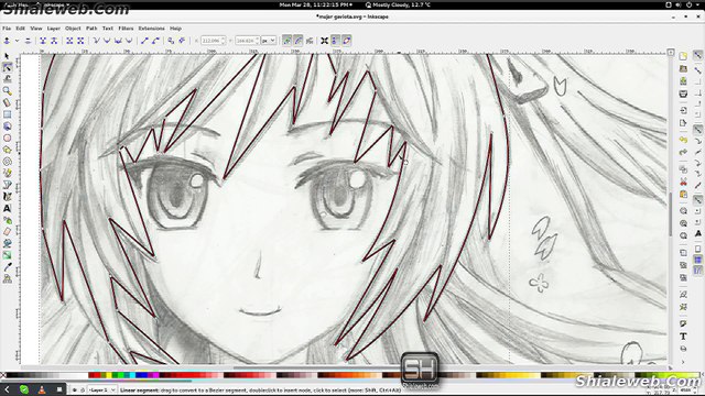 INKSCAPE TUTORIAL SPEED ART DIBUJO EN LINUX FEDORA CARICATURA ANIME MUJER GAVIOTA PRACTICANDO TECNICA VECTOR MARZO 2016