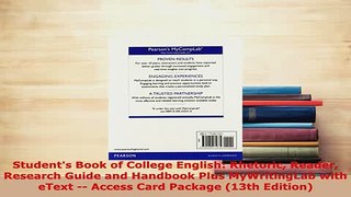 Download  Students Book of College English Rhetoric Reader Research Guide and Handbook Plus Free Books