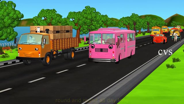 The Wheels on the Bus go round and round ( Vehicles ) -3D Animation Nursery Rhymes for Children