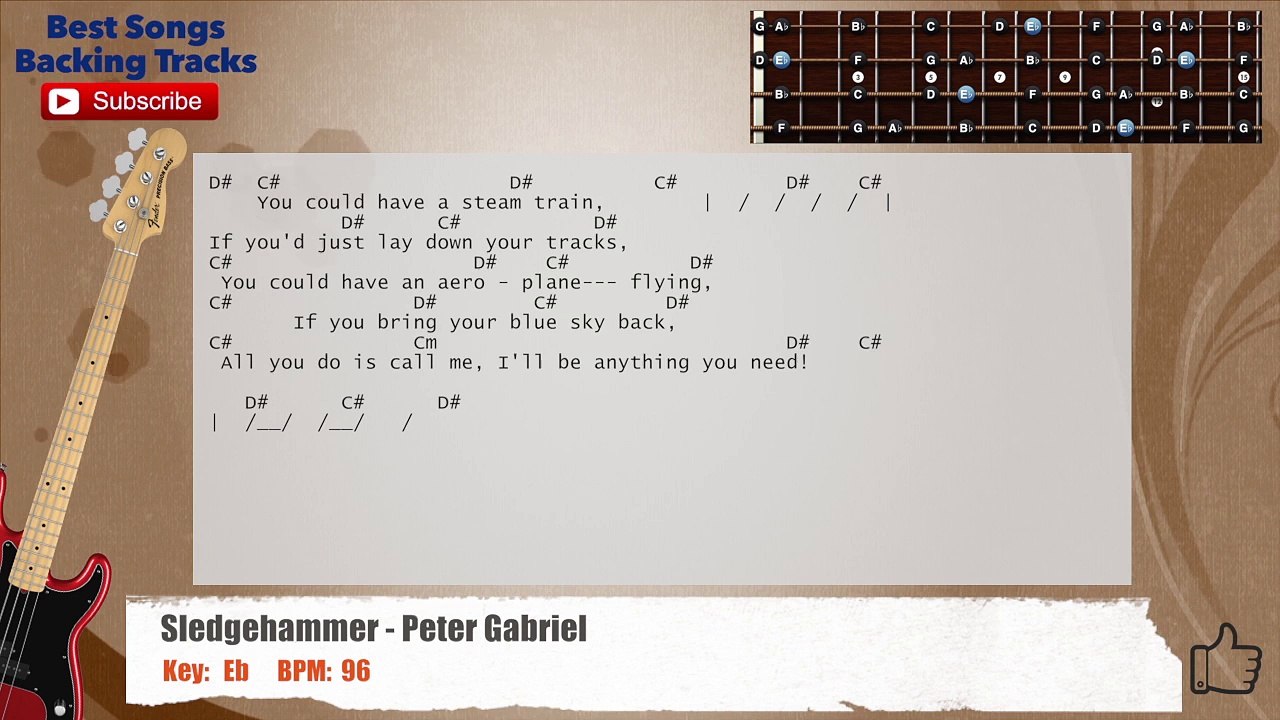 Sledgehammer - Peter Gabriel Bass Backing Track with chords and lyrics