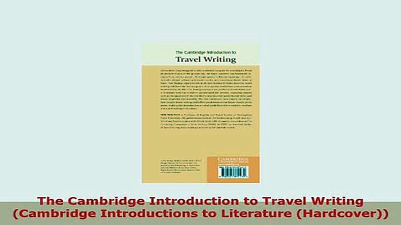 Download  The Cambridge Introduction to Travel Writing Cambridge Introductions to Literature Download Online