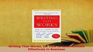 Download  Writing That Works 3e How to Communicate Effectively in Business Read Online