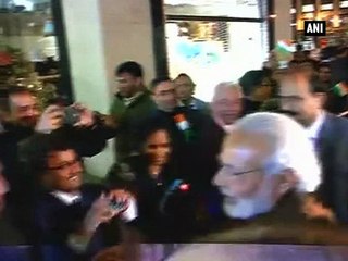 PM Modi greets people in Brussels