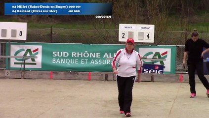 Mène 6, Finale Millet contre Kerfant, cinquième étape du Super 16 féminin, Sport Boules, Bourg-Saint-Andéol 2016