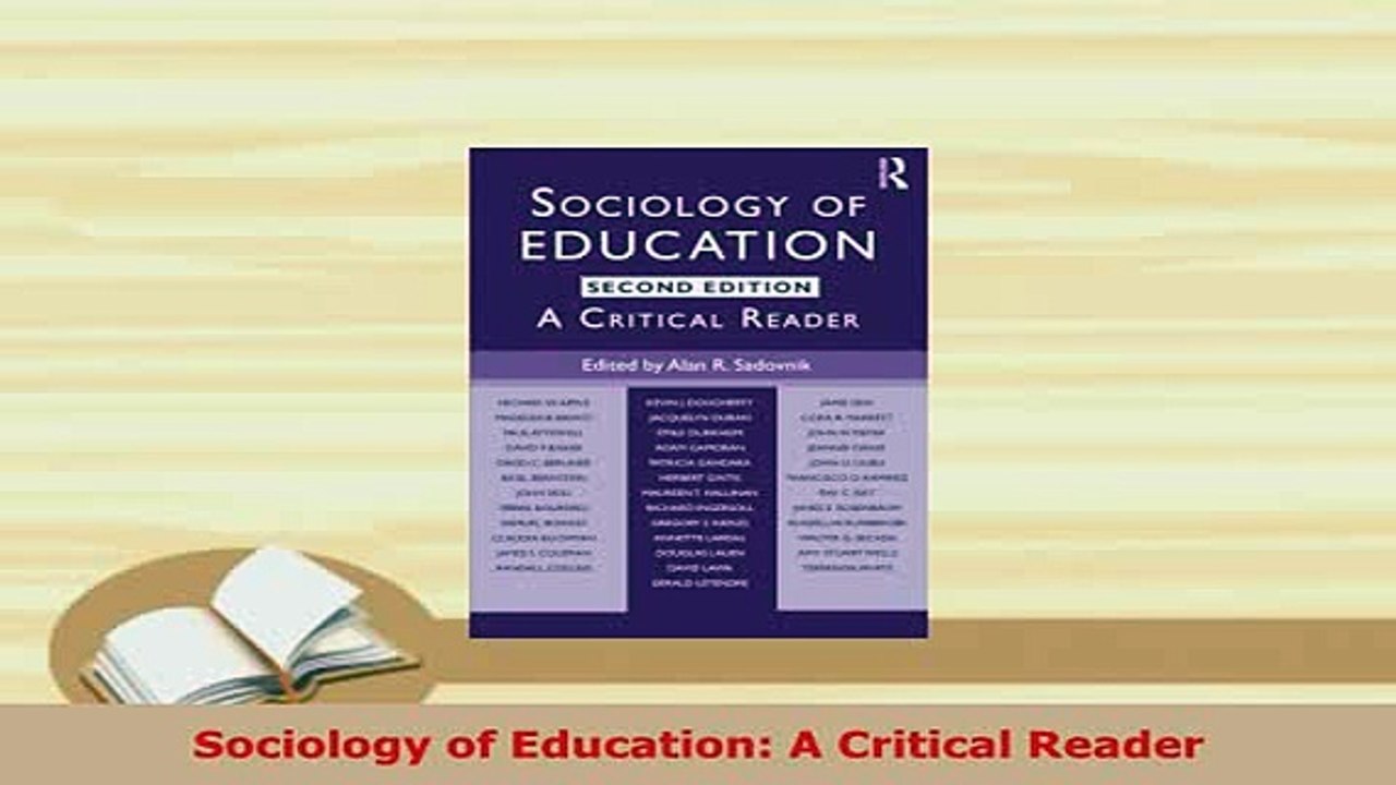 PDF  Sociology of Education A Critical Reader PDF Full Ebook