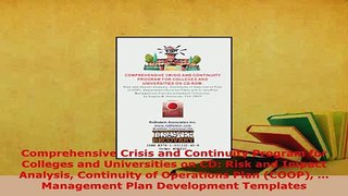 PDF  Comprehensive Crisis and Continuity Program for Colleges and Universities on CD Risk and PDF Full Ebook
