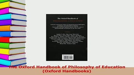 PDF  The Oxford Handbook of Philosophy of Education Oxford Handbooks Read Online