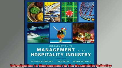 Introduction to Management in the Hospitality Industry