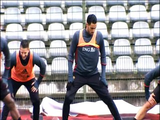 L'entraînement des Diables rouges avant le Portugal