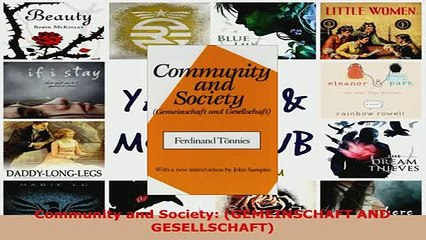 PDF  Community and Society GEMEINSCHAFT AND GESELLSCHAFT Download Full Ebook