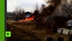 Un avion de combat SU-25 en feu après son crash dans l’Extrême-Orient russe