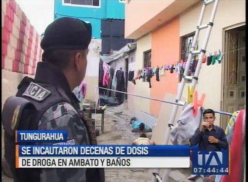 Se incautaron decenas de dosis de droga en Ambato y Baños