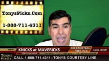 Dallas Mavericks vs. New York Knicks Free Pick Prediction NBA Pro Basketball Odds Preview 3-30-2016