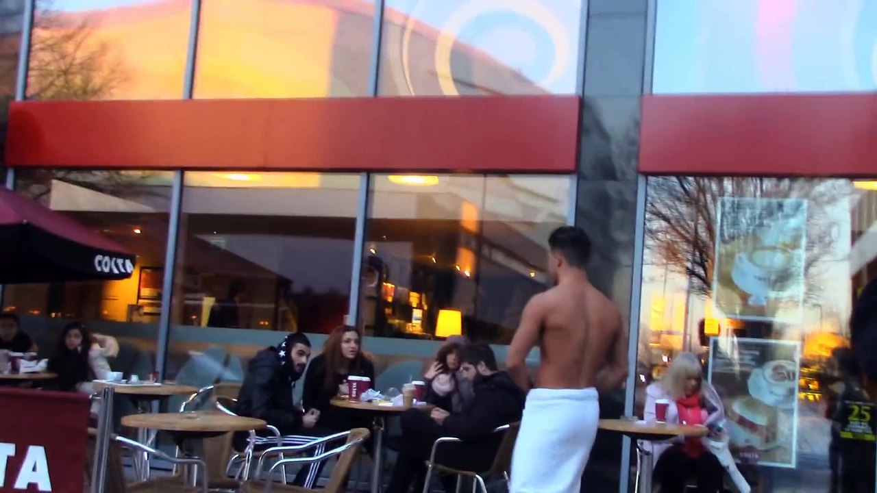 Pretend to flash in public