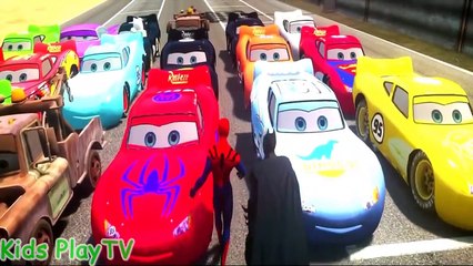 ♫ Nursery Rhymes Spiderman song - Disney Cars 2 Color dancing with #Spiderman #Batman #Hulk