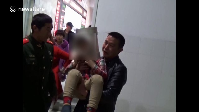 Five-year-old boy's head gets stuck in plastic pipe