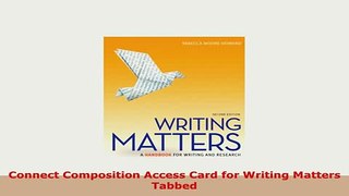 PDF  Connect Composition Access Card for Writing Matters Tabbed PDF Online