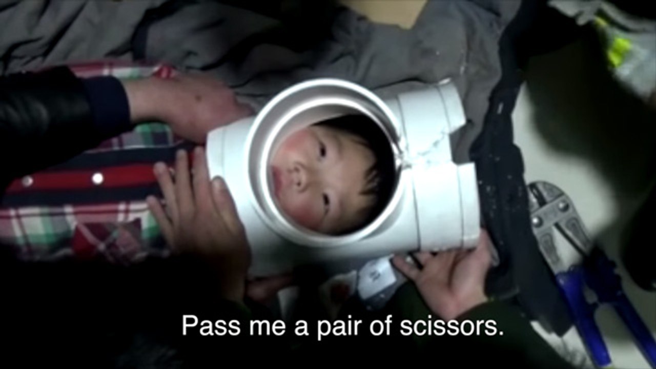 Adventurous Young Man Gets Head Stuck In Plastic Pipe