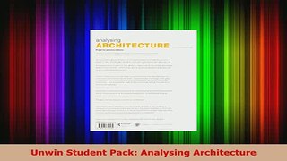 Download  Unwin Student Pack Analysing Architecture Free Books