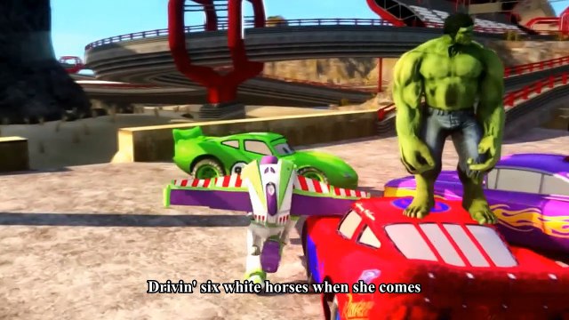 Cars Spiderman Nursery ♪ She'll be coming round the mountain ♪ Buzz Lightning McQueen [HD]