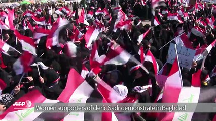Women supporters of Moqtada al-Sadr demonstrate in Baghdad