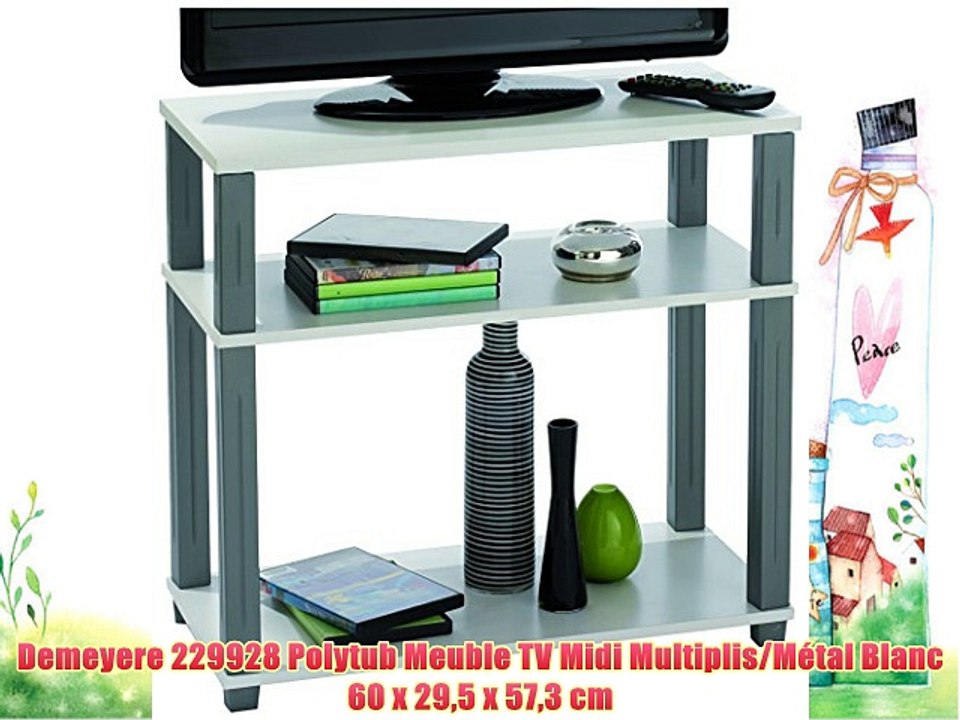 Demeyere 229928 Polytub Meuble TV Midi Multiplis/Métal Blanc 60 x 295 x 573 cm
