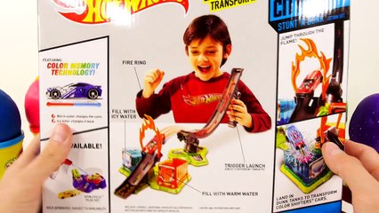 Hot Wheels Stunt N Dunk PLAY DOH Surprise Eggs Color Shifters Toys by Disney Cars Toy Clu