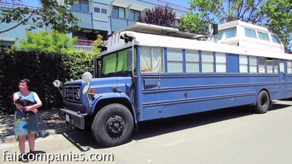 School bus becomes off-grid, transformable, tiny home - After buying a used school bus for $3000,
