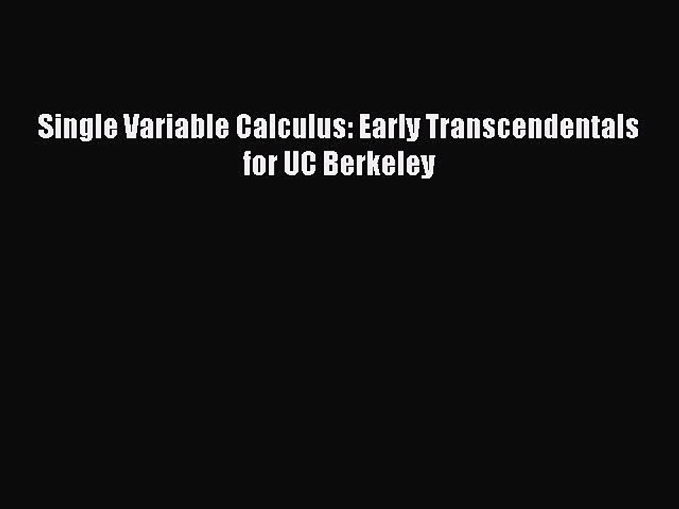Read Single Variable Calculus: Early Transcende...