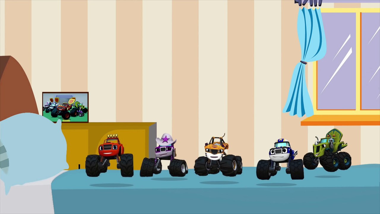 BLAZE AND THE MONSTER MACHINES FIVE LITTLE MONKEYS JUMPING ON THE BED NURSERY RHYMES BABY SONG