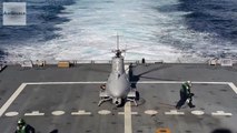 Drone Helicopter MQ 8B Takeoff/Landing on Navy Ship