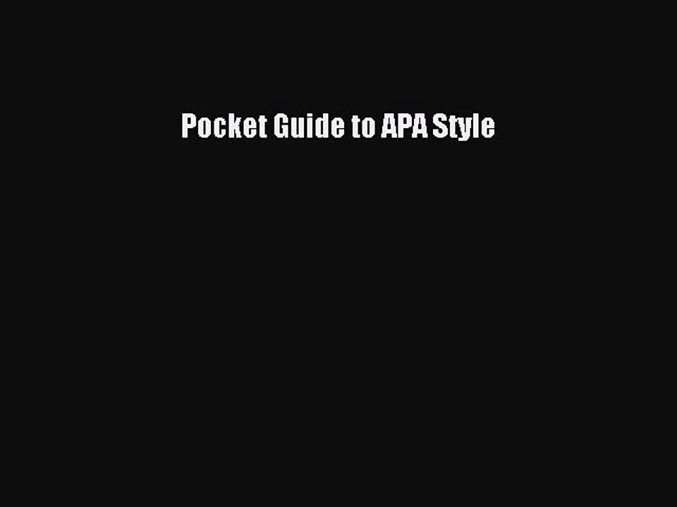 Read Pocket Guide to APA Style Ebook Free