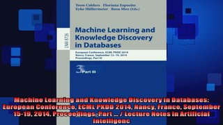 Machine Learning and Knowledge Discovery in Databases European Conference ECML PKDD 2014