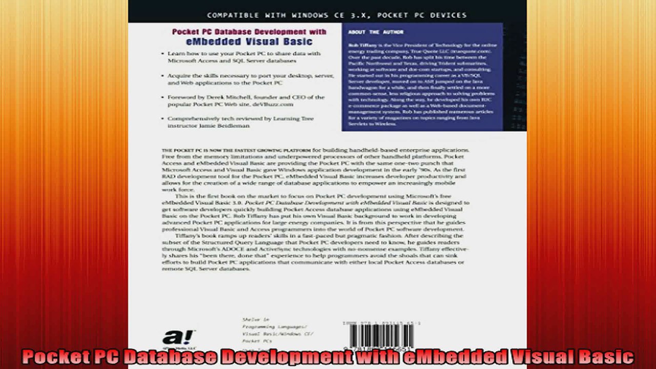 Pocket PC Database Development with eMbedded Visual Basic