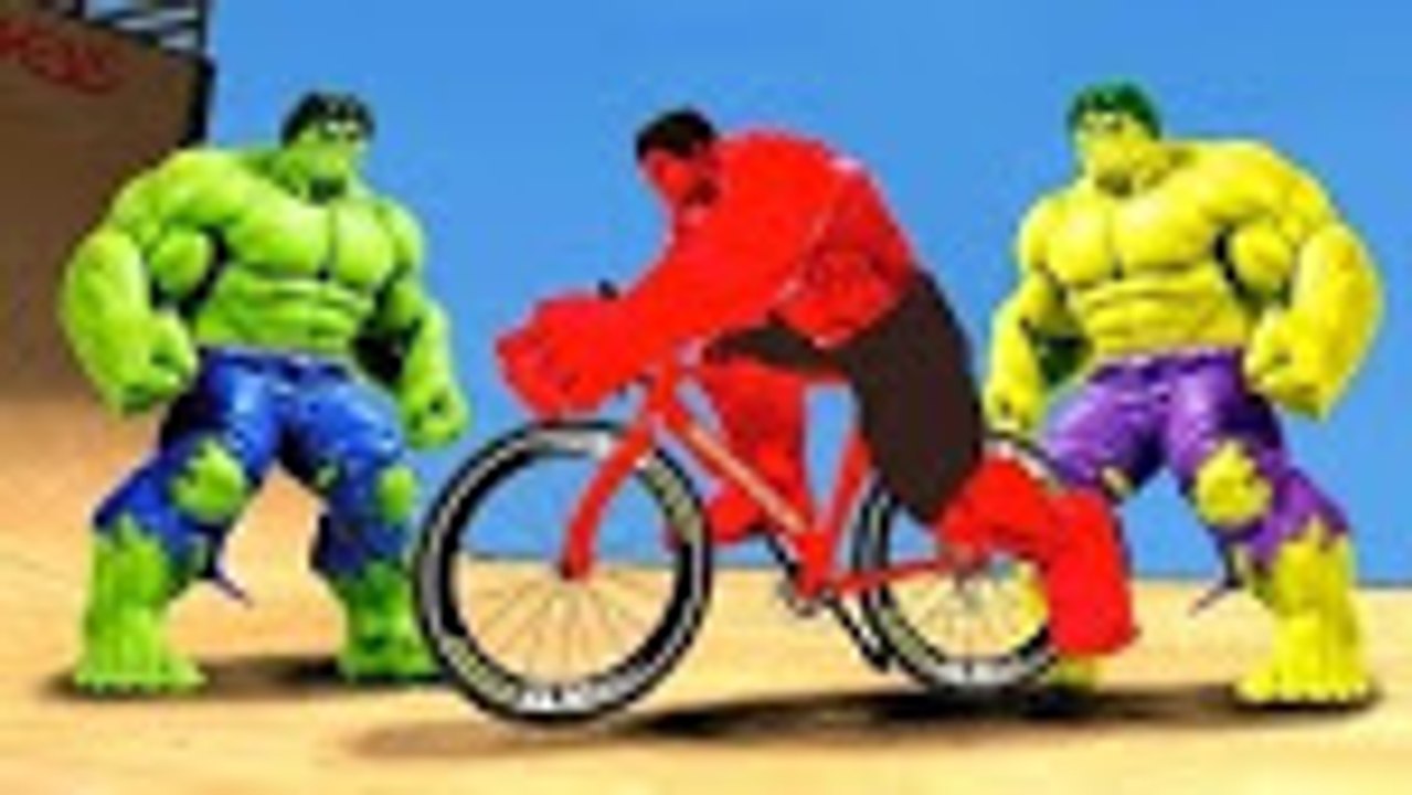HULK COLORS Fun Superhero Movie EPIC BIKE PARTY + Nursery Rhymes for Children Kids Songs