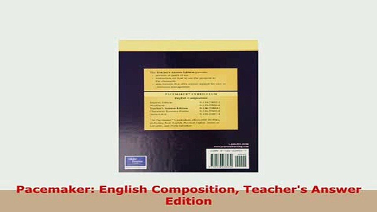 PDF  Pacemaker English Composition Teachers Answer Edition Ebook