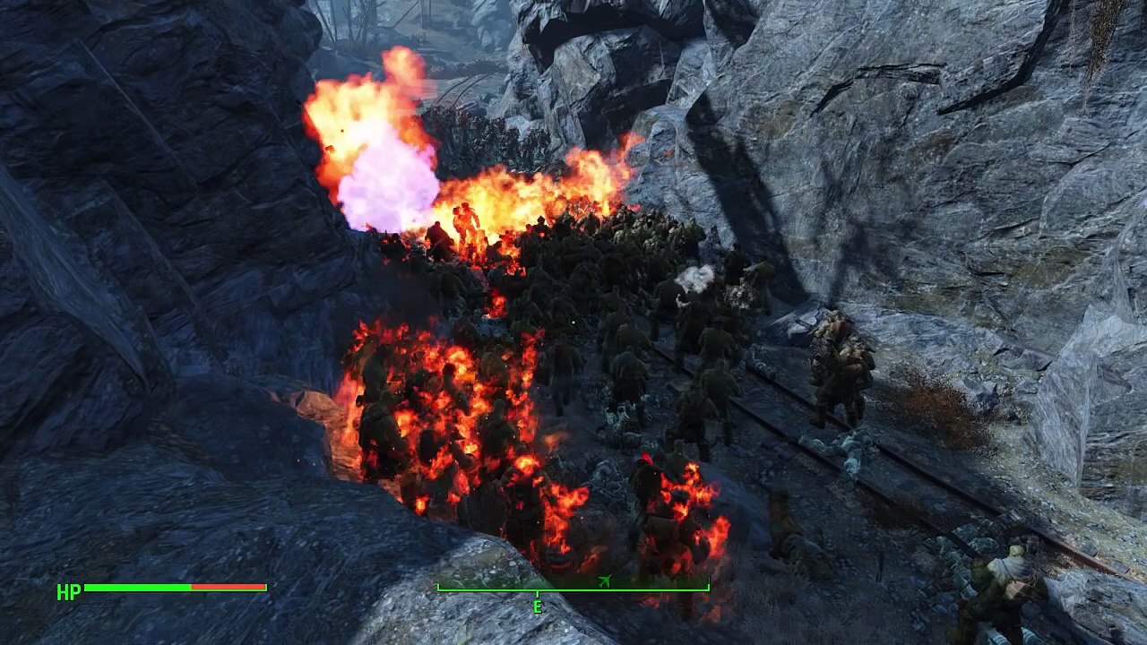 Fallout 4 Battles #1 200 Power Armor Raider vs 100 Super Mutant Primus!