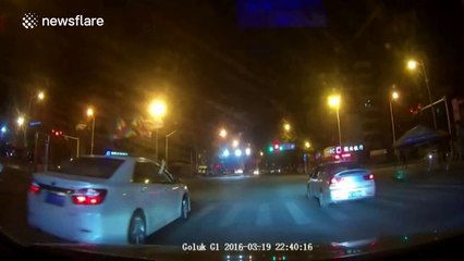 Driver flies kite out of his car at night