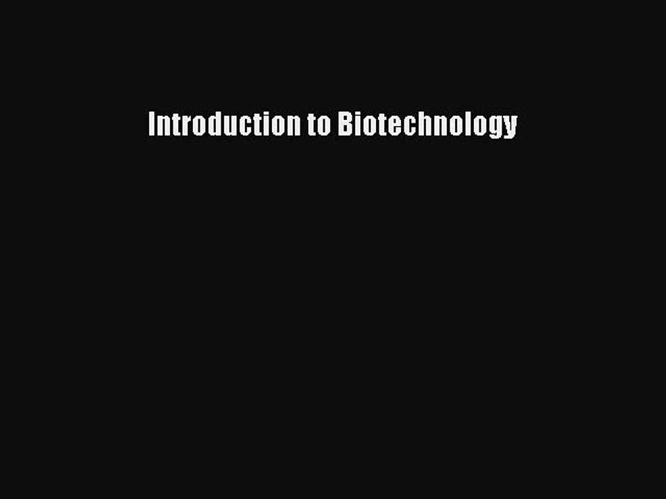 PDF Introduction to Biotechnology  EBook