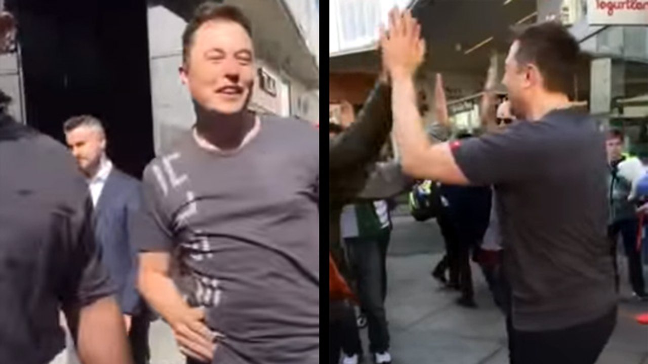 Watch Elon Musk High-Five Everybody Lining Up For The Tesla Model 3 Release