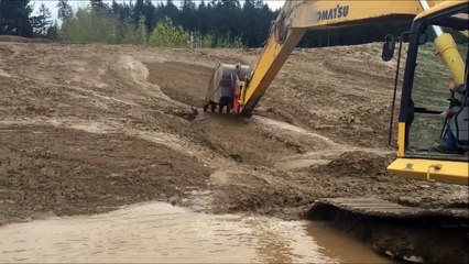 Young Deer Rescued From Mud by Excavator Operator
