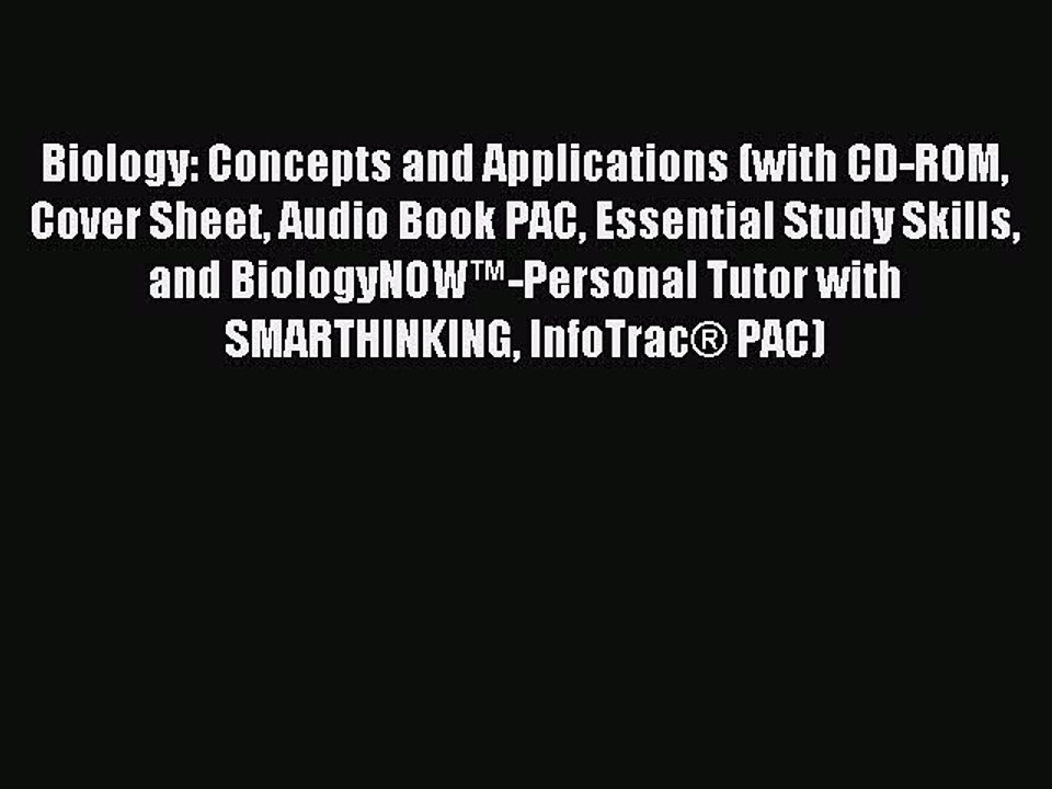 Download Biology: Concepts and Applications (with CD-ROM Cover Sheet Audio Book PAC Essential