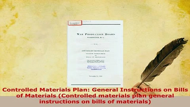 PDF Controlled Materials Plan General Instructions on Bills of Materials Controlled Download Online
