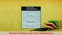 PDF  Binary Functions and Their Applications Ebook