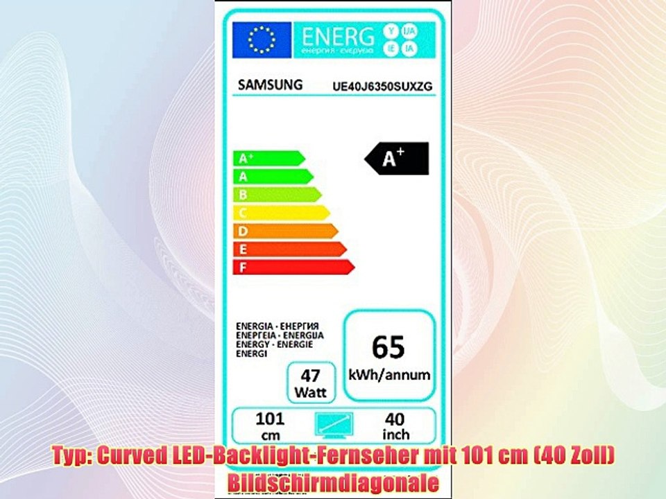 Samsung UE40J6350 101 cm (40 Zoll) Curved Fernseher (Full HD Triple Tuner Smart TV)