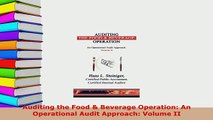 PDF  Auditing the Food  Beverage Operation An Operational Audit Approach Volume II PDF Online